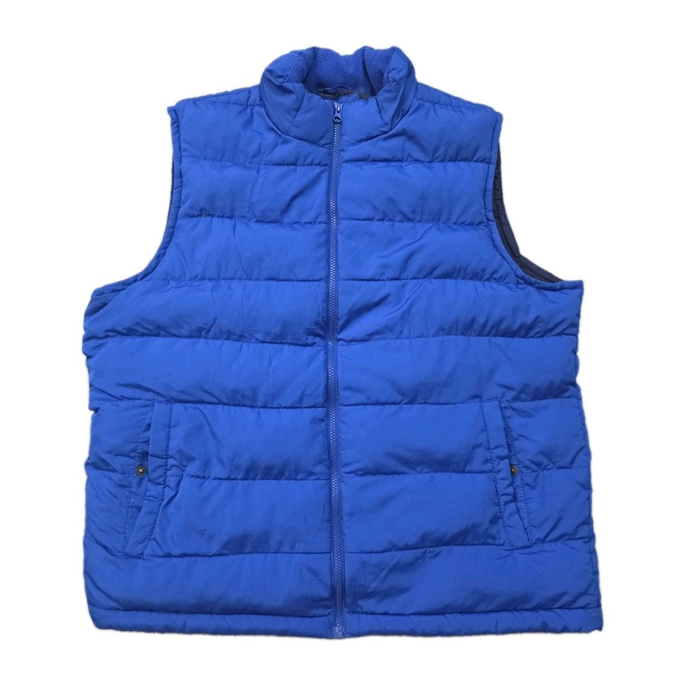 GAP Admiral Blue Men's L Winter Warm Puffer Vest Quilted Full Zip Warmest Collar